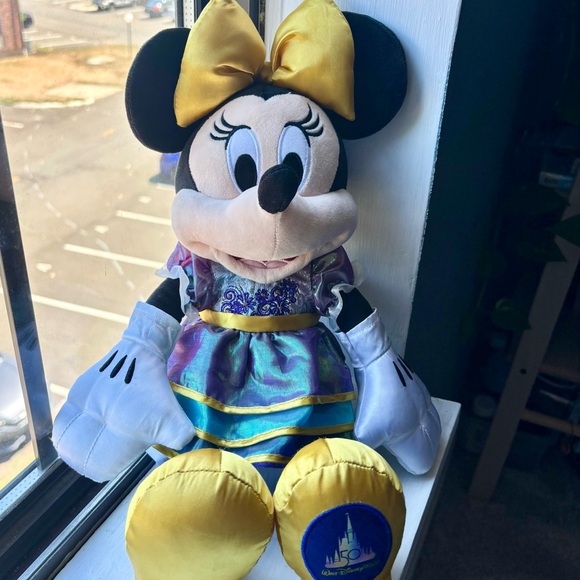 Disney Other - Walt Disney World Minnie Mouse 50th Anniversary 16" Plush Purple & Yellow Dress